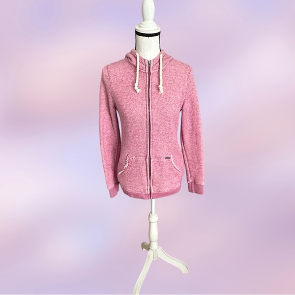 EUC! ROXY RAW EDGE PINK ZIP UP HOODIE - Picture 5 of 10